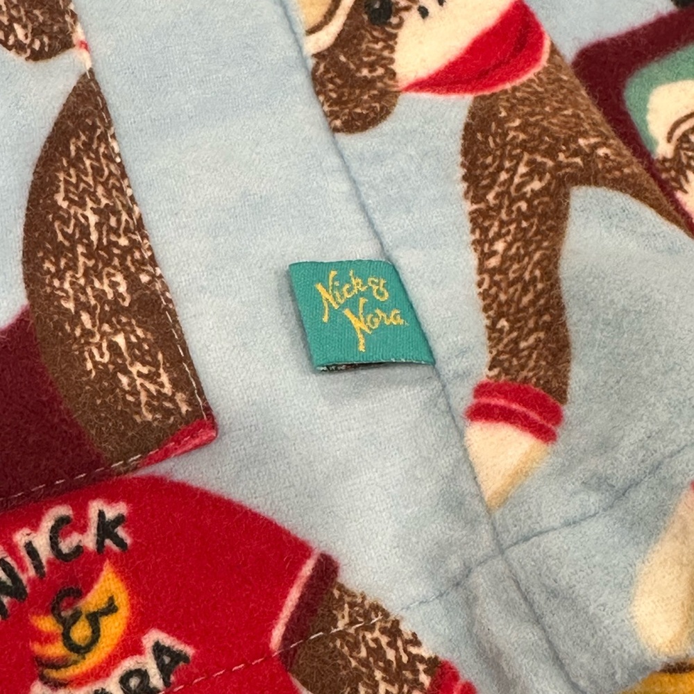 Nick & Nora Blue Sock Monkeys Pajamas Sleepwear Womens XXL - Picture 8 of 11
